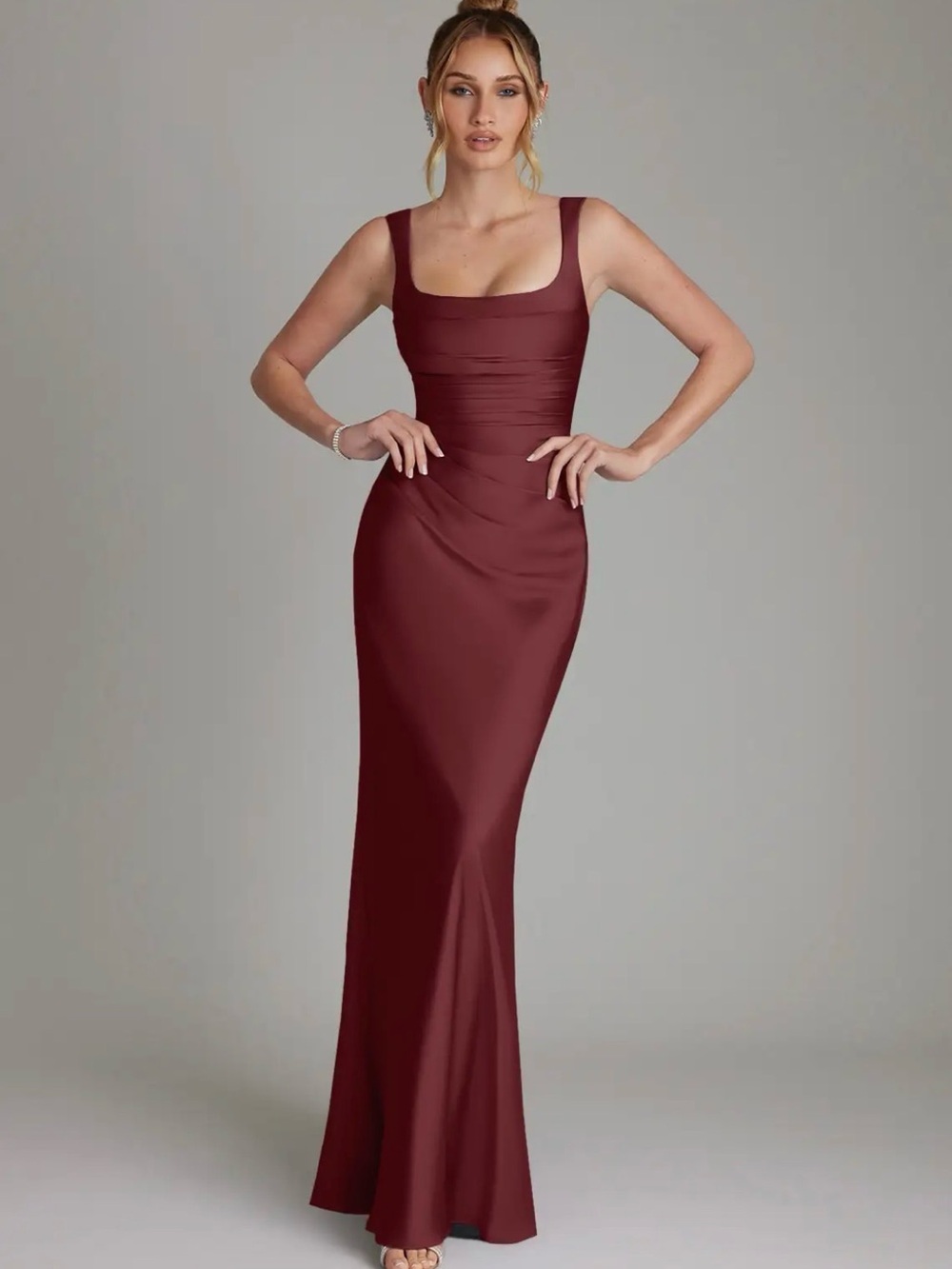 Azazie Augustina Stretch-Satin in Cabernet - Size 4